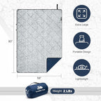 Sherpa Warm Outdoor Camping Blanket - Waterproof Stadium Blanket for Cold Weather, Camp, Sports Mom and Concert - Camping Quilt 80" X 58" (Blue)