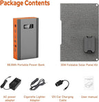 Portable Power Bank with AC Outlet 65W 110V External Battery Pack, 24000mAh Portable Laptop Charger with 30W Foldable Solar Panel Power Supply for Smart devices Outdoor Camping RV Off Grid-Orange