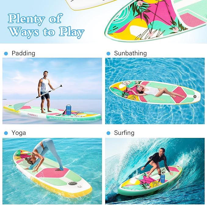 Paddle Board, Inflatable Stand Up SUP Paddle Boards for Adults & Youths of All Skill Levels, Wide & Non-Slip Deck Design Blow Up Paddleboards with Premium Accessories & Storage Bag