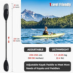 Kayak Paddles with Alloy Shaft and PP Blade, Floating Kayaking Oars, Adjustable 230-250 cm/90-98 Inches, 210-230 cm/82-90 Inches