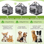 Morpilot 24-inch Portable Collapsible Dog Crate: Travel Dog Crate Soft-Sided for Small Dogs up to 27lbs, with Foldable Bowl, Shoulder Strap & Storage Pockets, Grey