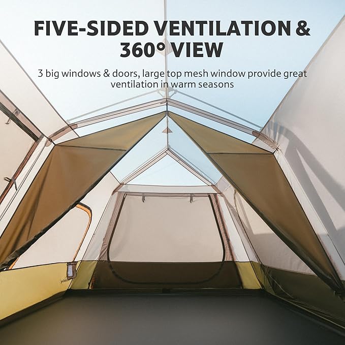 Naturehike Cape 4/6/8 Person Camping Tent, 60S Easy Setup Instant Tent Pop up Tent, Waterproof Large Tall 6/8 Person Tents for Camping, Car Camping