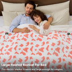 Cow Print Electric Heated Blanket Queen Size,84X90 Pink Heating Blanket Queen with Dual Control&Timer&10 Heat Levels,Cute Cow Decor Sherpa Blankets Warmer Gifts for Bed Women Adults,ETL