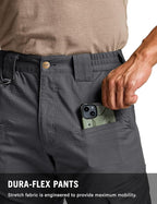CQR Men's Flex Ripstop Tactical Pants, Water Resistant Stretch Cargo Pants, Lightweight EDC Hiking Work Pants