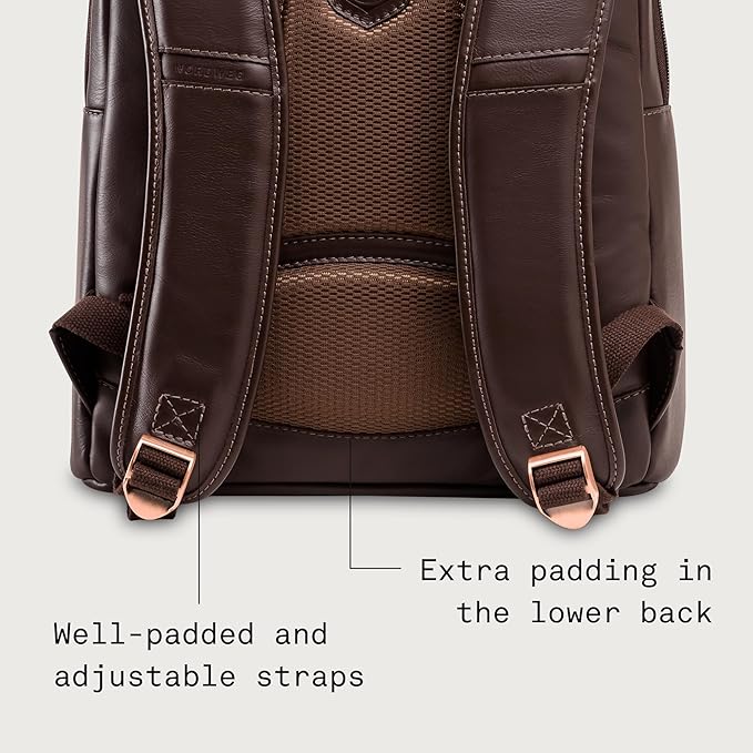 Nordweg Leather Laptop Backpack NW074B – Lightweight Daypack for Work, Travel & College – Fits Laptops up to 15.6” (Brown)