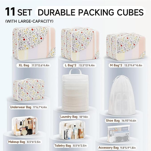 11 Set Packing Cubes for Travel, Gifts for Women Mom,Anti-Tearing Suitcase Organizer,OlarHike Vacation Essentials & Accessories for Cruise Ship