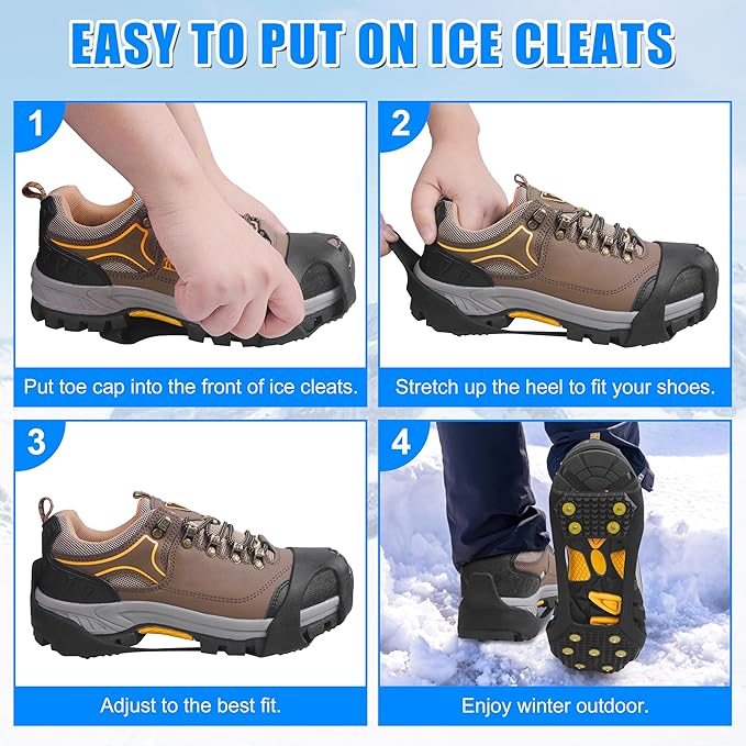 Ice Snow Cleats for Shoes and Boots,Walk Traction Cleats Crampons Anti Slip 11 Studs Ice Snow Grippers Over Shoe for Men Women Walking on Snow Ice