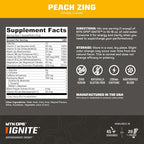 MTN OPS Ignite Energy Drink Powder, Gluten Free Nootropic Supplement Drink Mix, L Arginine, L Citrulline, Caffeine & Nootropic Sugar Free Drink Mix, 45 Servings, Peach Zing