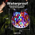 Mosaic Red Solar Lanterns, Outdoor Glass Hanging Lights, Waterproof, Solar Table Lamps, Christmas Gifts for Women Mom Grandma, Night Lights, Decoration for Garden, Patio, Yard, Party, Outdoor Decor