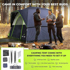 ArkTrek 6 Person Tents for Camping-Robust Family Camping Tent Cabin w Ground Sheet, Rainfly Cover, Powerport-Comfy Large Quick, Waterproof Pop up Camping Tent for Picnics Fishing Hiking