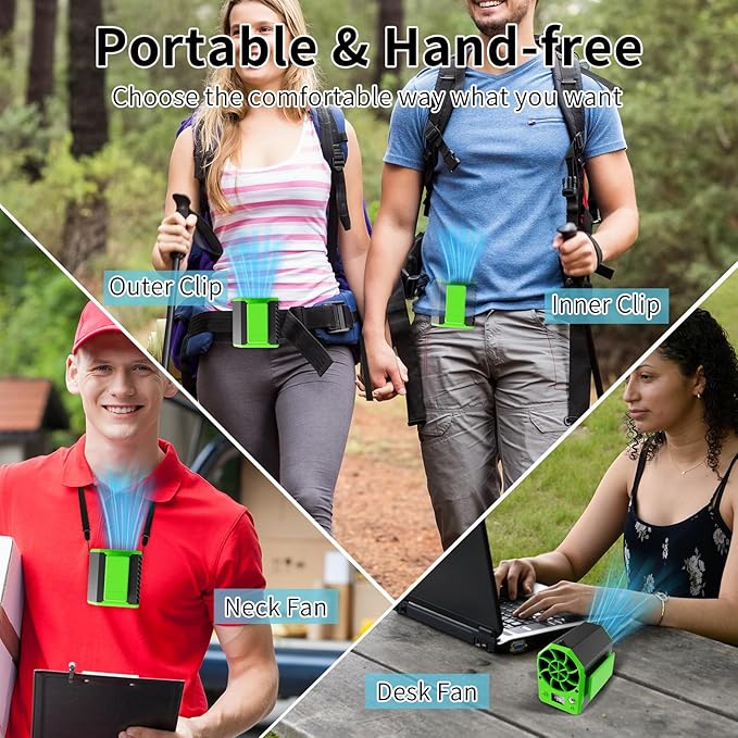 Portable Waist Fan 10000mAh Personal Shirt Fans Rechargeable Up to 19H Runtime, Wearable Clip on Belt Fan for Outdoor, Jobsite, Farms - 4 Speeds MAX 10000RPM