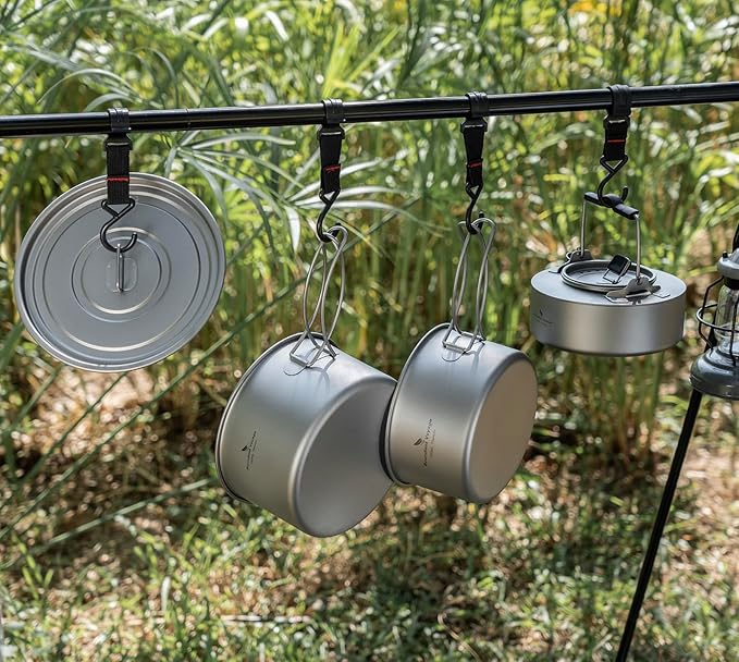 Boundless Voyage Titanium Pot Portable Camping Cookware Lightweight Cooking Pot Set for Outdoor Cooking Traveling Backpacking Hiking Trekking Picnic