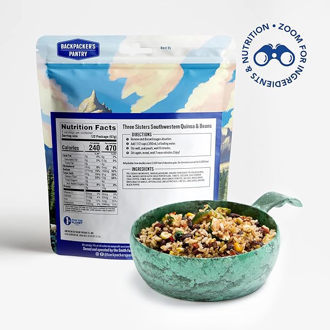 Backpacker's Pantry Three Sisters Stew, 2 Servings Per Pouch, Freeze Dried Food, 14 Grams of Protein, Gluten Free, Vegan