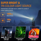 BORUIT HP360 LED Rechargeable Headlamp with White Green Red Light,Super Bright Head Lamp Flashlight,IP67 Waterproof,7 Working Modes,Suitable for Adults Running Camping Hiking Fishing