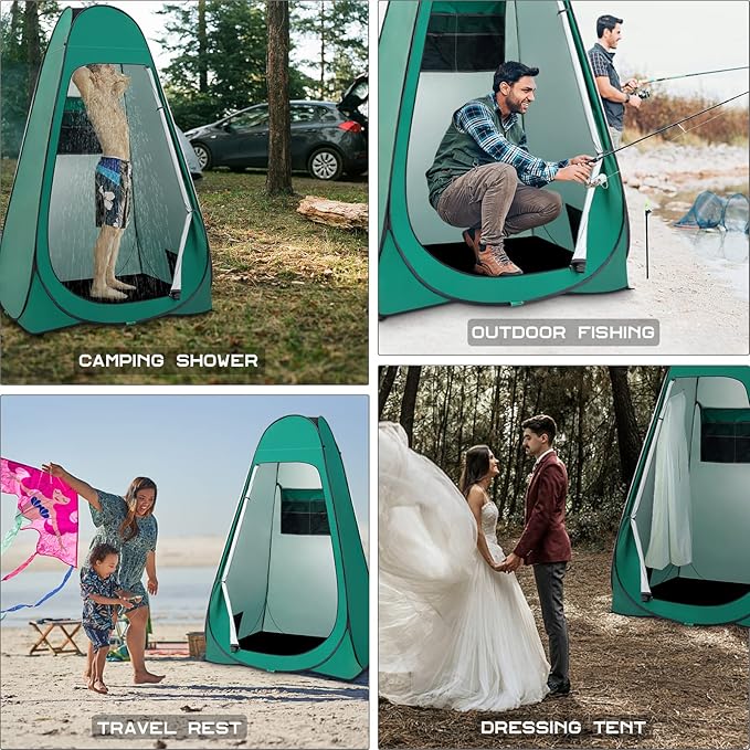 BRIAN & DANY Pop Up Shower Tent, Portable Privacy Camping Changing Tent, Camp Toilet Bathroom Pod with Rain Shelter & Windows, UPF 50+ & Waterproof, 47.2" x 47.2" x 74.8"