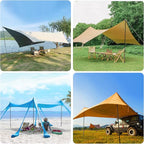 KOMCLUB Tent Poles Adjustable Lightweight Camping Tarp Poles 82.68" Aluminum Alloy Telescoping Solar sail Poles for Awning Canopy Tent Tarp Hiking Light Weight and Easy to Carry (2PC & Black)