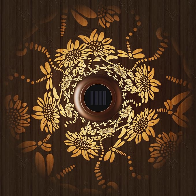 Solar Lanterns Outdoor Hangi8ng Lantern Birthday Gifts for Women Waterproof Decorative Dragonfly & Sunflower Solar Lights for Garden Patio Yard Pathway Warm LED Glow Auto On/Off, Energy-Saving Design