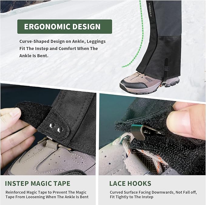 Unigear Leg Gaiters, 1000D Fabric Waterproof Boot Gaiters for Hiking Walking Climbing Hunting Skiing