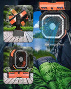 ADUST 12 Inch Camping Battery Operated Powered Fan with LED Lantern Light,44000mAh Rechargeable Portable Oscillating Fan with 360° Rotation Hanging Hook for Tents, Cordless USB Desk Fan(Orange)