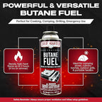 Chef Master 12x 8oz Butane Fuel Canister - Butane Canister for Kitchen Torch & Camp Stove - Gas for Picnics, Outdoor Cooking, Grilling - Camping Fuel Canister, Torch Fuel Camping Essentials - 90340
