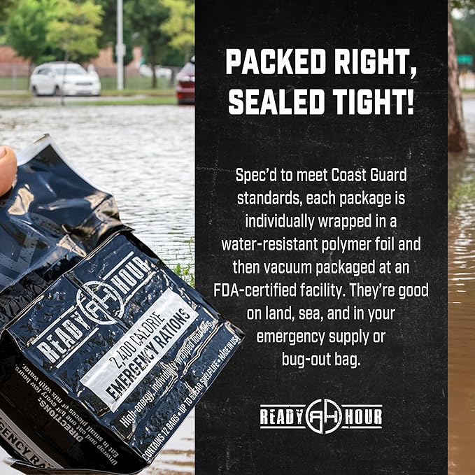 Ready Hour 2,400 Calorie Emergency Ration Bars (30-Pack), 72,000 Total Calories, Ration Emergency Food, High Calorie Meal Replacement and Camping Survival Food