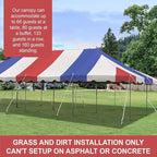 Party Tents Direct 20'x40' Weekender Canopy Pole Tent - Easy Up Canopy Tent with 160 Person Capacity - Outdoor Canopies for Parties, Weddings, & Events (Red White and Blue Top)