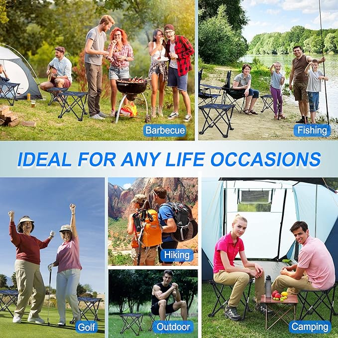 Folding Camping Stool Portable Chair Mini Foldable Stool for Adults Fishing Hiking Gardening and Beach with Carry Bag(Camouflage)