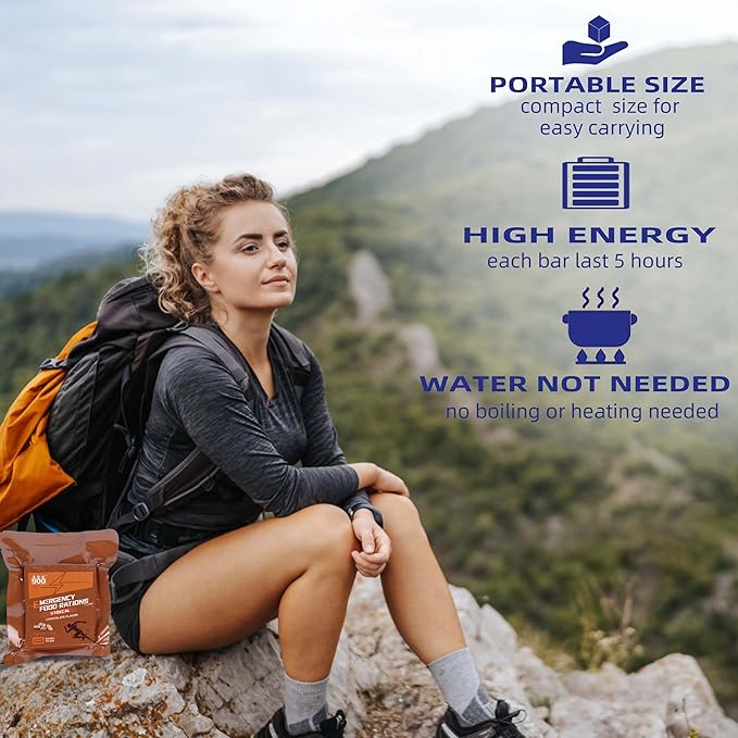 Emergency Food Bars - Chocolate Hardtack, Mre Meals Military 2025, Long Shelf Life, Emergency Meals Ration Bars, Emergency Supplies for Disaster Preparedness, 12 Count