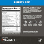 MTN OPS Hydrate Electrolytes Powder Drink Mix, 20 Single Serving On-The-Go Electrolyte Packs with Over 1000mg of Electrolytes per Serving, Liberty Pop