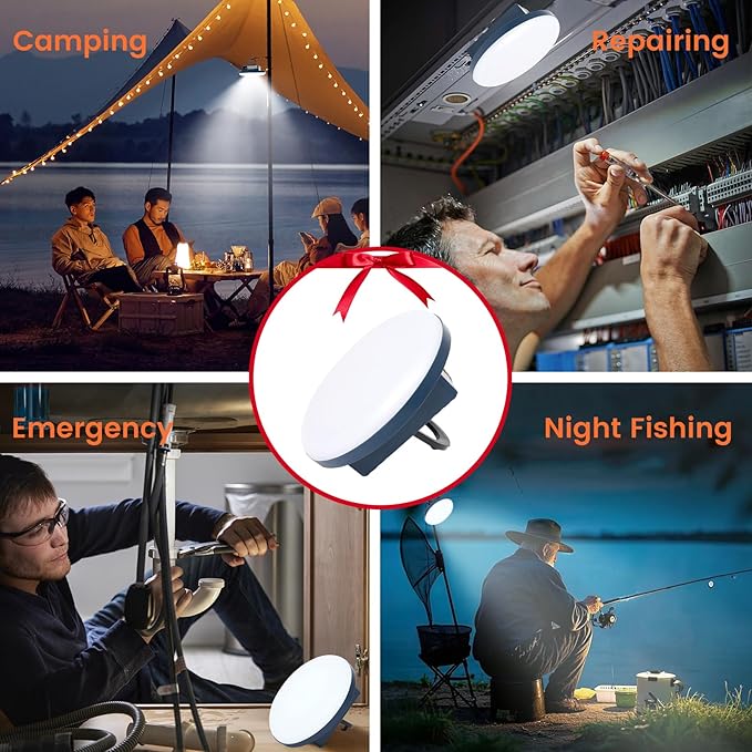 Camping Lantern Rechargeable, Camping Lights, Lanterns for Power Outages, Hanging Tent Lights with Magnet, Cordless Work Light, Waterproof Emergency Light for Home, Outdoor, Hurricane