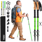 Foxelli Trekking Poles – Lightweight Collapsible Aircraft Grade Aluminum Hiking Poles with Cork Grips Quick Locks & All-Terrain Accessories – Pair of 2