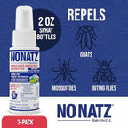 No Natz Botanical Bug Repellent, Effective for Gnat, Mosquito, and Biting Flies, Hand-Crafted and DEET-Free, Non-Greasy Formula, Made in The USA, 2 Ounce Spray Bottle, 3-Pack