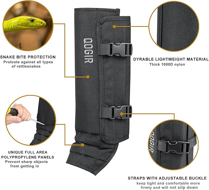 Leg Gaiters Hunting Gaiters, Adjustable Snow Boot Gaiters, Waterproof Snake Gaiters for Hiking Walking Skiing