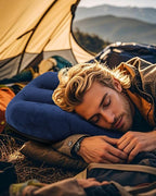 Ultralight Inflatable Camping Pillow for Sleeping – Soft Velvet Cover, Compact & Portable, Ergonomic Neck Support, Machine Washable Air Pillow, Perfect for Travel, Hiking, Backpacking – Blue