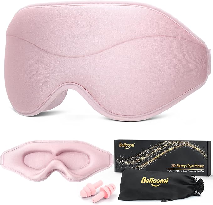 Sleep Mask, Premium Eye Mask for Sleeping, Total Blackout, Super Soft Comfort, Adjustable Fit, Upgraded 3D Ergonomic Designed Sleeping Mask for Home, Office, Travel, Meditation, Yoga, Pink