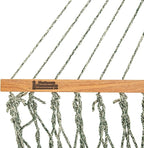 Hatteras Hammocks Deluxe Green Oatmeal Heirloom Tweed DuraCord Rope Hammock – 13 ft. x 60 in., 2-Person, 450 lb Capacity, Cumaru Spreader Bar, Zinc-Plated Hardware – Handcrafted in The USA
