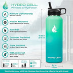 HYDRO CELL Stainless Steel Insulated Water Bottle with Straw - For Cold & Hot Drinks - Metal Vacuum Flask with Screw Cap and Modern Leakproof Sport Thermos for Adults (Mint/Green 40oz)