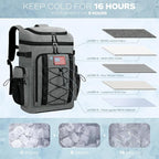 Maelstrom Backpack Cooler,Soft Lightweight Leakproof Cooler Backpack,50 Can Insulated Cooler Bag,Keeps 50 Cans Hot/Cold for Up to 16 Hours,Waterproof Lunch Backpack for Men Women-Grey