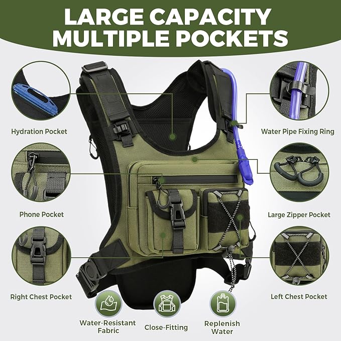 USA Original Patent Running Hydration Vest Backpack, Lightweight Chest Pack with 2.0L Water Bladder Bag Daypack for Hiking Running Cycling Race Marathon for Women Men