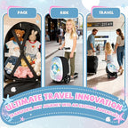 Baotree Scooter Suitcase for Kids, 2 in 1 Ride-on Luggage with Flash PU Wheels, Adjustable Handle & TPR Non-Slip Grip, Foldable & Lightweight, Ages 5-12