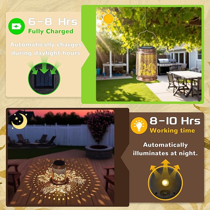 Cardinal Solar Lantern for Garden Outdoor Decor – Hanging Metal Light Decoration for Patio, Yard, Lawn, Pathway, Backyard – Birthday Gift for Mom, Women, Grandma