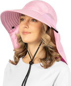 SUN CUBE Wide Brim Sun Hat with Neck Flap, UPF50+ Hiking Safari Fishing Hat for Men Women, Sun Protection Beach Hat