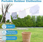 uxcell 2 Pcs Portable Travel Clothesline, 26.2ft Clothes Line Outdoors Travel Hanger Foldable Clothesline Rope with Hooks for Camping Hotel Backyard Home Cruise Ship, Green