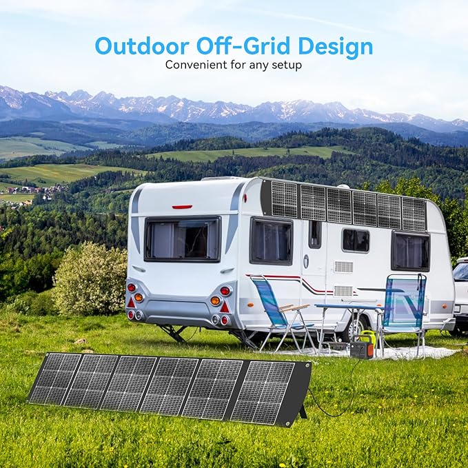 Ecosonique 300W Portable Solar Panel for Most Power Stations, Foldable & Lightweight Solar Suitcase with Kickstands, 40V MC4 & Multi-Output for Solar Generators, RVs, Camping, and Outdoor Use