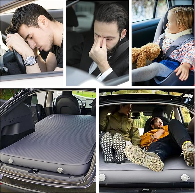 Tesla Camping Air Mattress with Foam, 4''Extra Thick Self Inflating Sleeping Pad for Camping, Fast Inflate & Deflate, with Electric Pump, Model Y