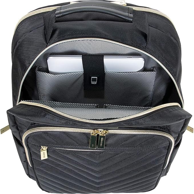 Kenneth Cole REACTION Women's Chelsea Chevron 15" Laptop and Tablet Backpack, Black