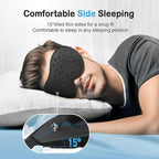 LitBear Breathable Sleep Mask, 3D Eye Mak Sleep for Side Sleepers Women Men, Light Blocking Sleeping Mask with Adjustable Strap, Soft Lightweight Eye Cover for Travel, Night Work, Nap, Office - Black