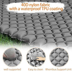 ONTYZZ Double Ultralight Inflatable Sleeping Mat 2 Person Camping Sleeping Pad Waterproof Sleeping Pad Built-in Foot Pump for Camping, Grey