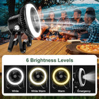 Portable Rechargeable Camping Fan with LED Lantern-40Hrs, Battery Operated Oscillating Fan with Remote, 3 Speeds for Tents, Outdoor, RV, Outage（Black）