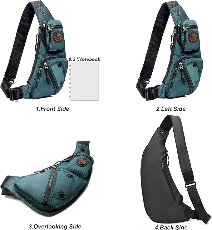NICGID Sling Bag Chest Shoulder Backpack Crossbody Bags Casual Daypack for Men Women (Dark green-2620N)